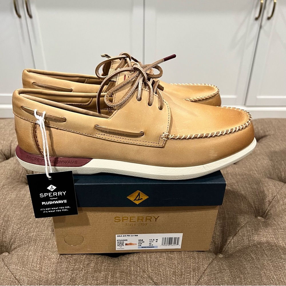 NWT - Men’s Sperry Boat Shoe Gold Cup A/O PLUSHWAVE™ 2.0 Boat Shoe - Tan/Sz 11.5